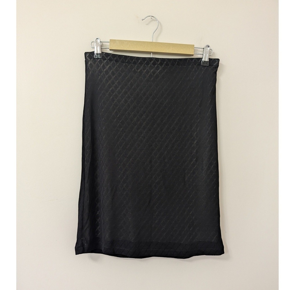 DKNY Vintage Y2K Black Mesh Diamond Midi Skirt Whimsigoth Minimalist Small